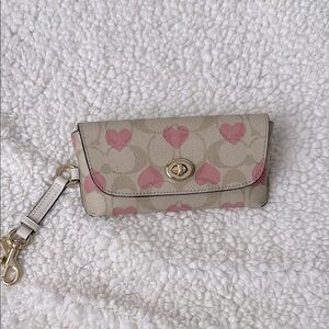 Coach Sunglass Case In Signature Canvas With Heart Print
